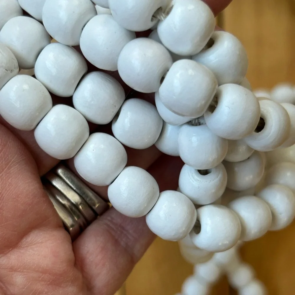 Vintage White Beads Strands Christmas Garland Small Large 274 Inches